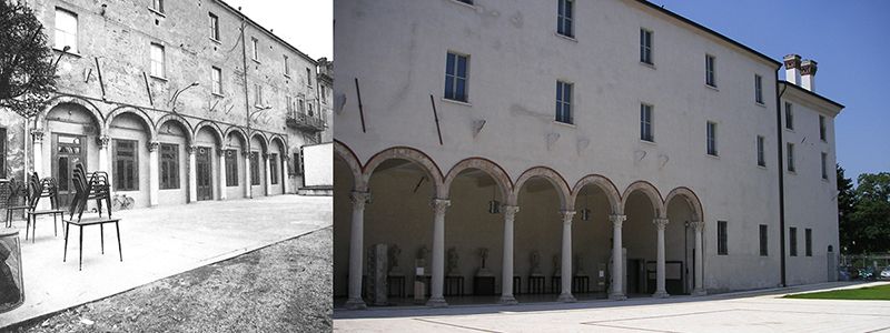 Loggia of Marbles before and after restoration