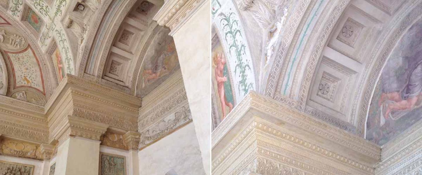 Loggia di Davide - prima e dopo il restauro