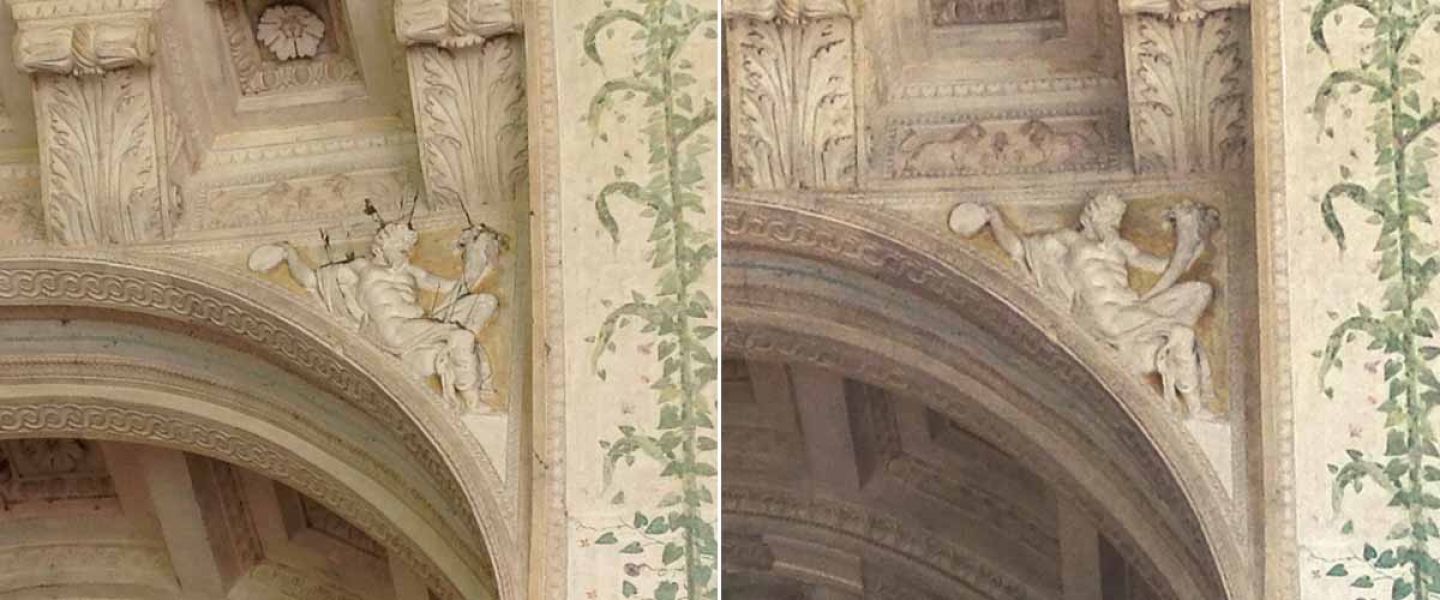 Loggia di Davide - prima e dopo il restauro
