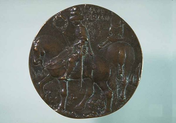 Pisanello, medaglia raffigurante Gianfrancesco Gonzaga a cavallo, s.d.